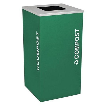 EX-CELL KAISER Ex-Cell Kaiser RC-KDSQ-CMPST EGX 24 Gallon Square Recycling Receptacle with Cans & Bottles Decal; Emerald Texture RC-KDSQ-CMPST EGX